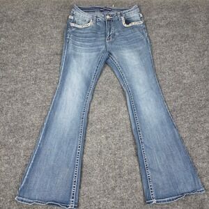 Westfield Eagle Womens Blue Flare Leg Embellished Embroidered Jeans Size 13